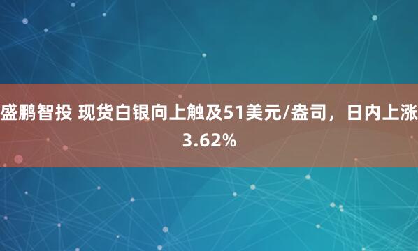 盛鹏智投 现货白银向上触及51美元/盎司，日内上涨3.62%